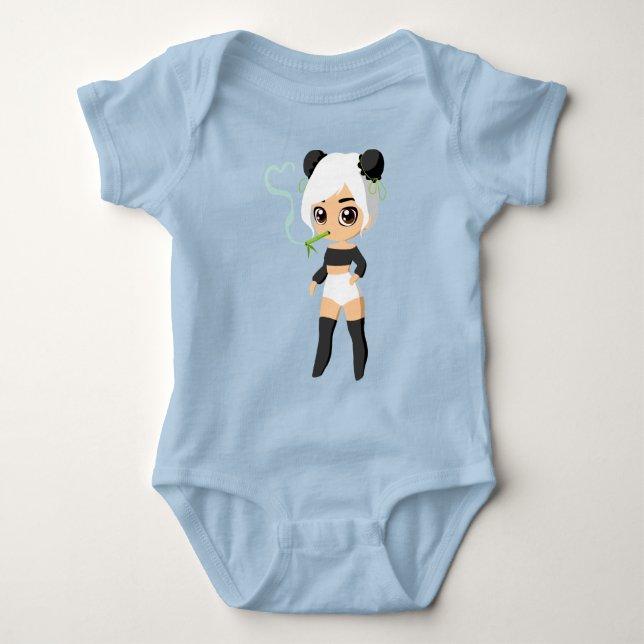 Body de Jersey para Bebê com Design Fofo de Panda (Frente)
