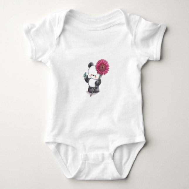 Body de Jersey para Bebê com Design Fofo de Panda (Frente)