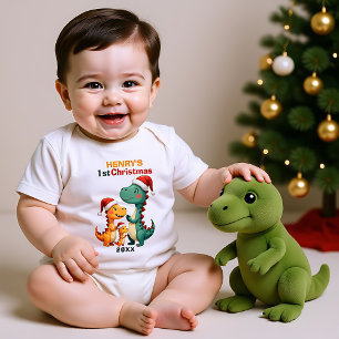 Body Para Bebê 1º Natal do Henry, texto personalizado, Família Sa