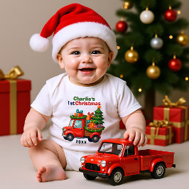 Body Para Bebê 1º Natal, texto de vaca, Transporte de Árvore e Bo