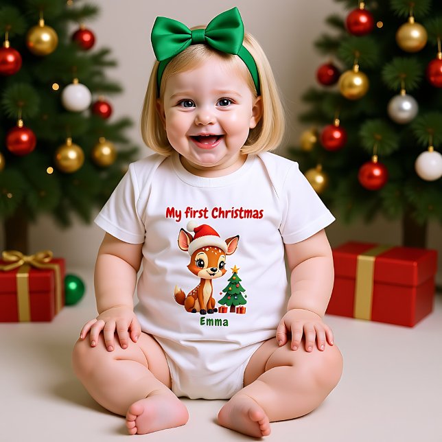 Body Para Bebê 🎄1º Natal, texto personalizado, Doe-Re-Mi  Natal (🎄1st Christmas, custom text, Doe-Re-Mi Christmas Baby Bodysuit)