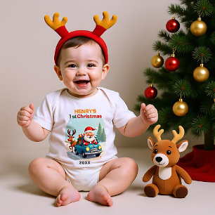 Body Para Bebê 1º Natal, texto personalizado, Patrulha do Papai N