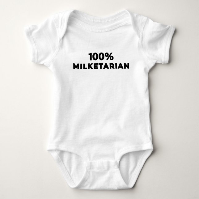 Body Para Bebê 100% Milketarian - Preto (Frente)