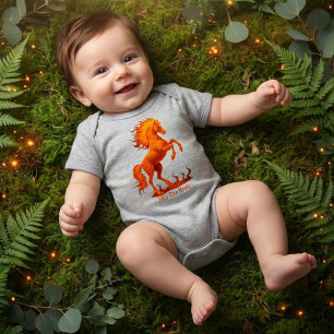 Body Para Bebê 2026 Ano do Cavalo de Fogo do Zodíaco Chinês