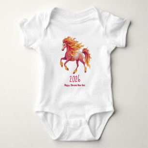 Body Para Bebê 2026 Cavalo Fogueiro – Feliz Ano Novo Chinês