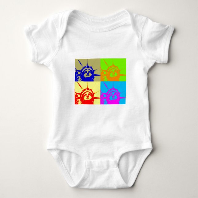 Body Para Bebê 4 Color Pop Art Lady Liberty (Frente)