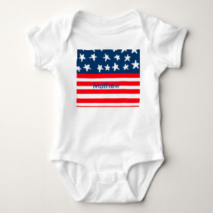 Body Para Bebê 4 de julho dia da independência adicionar nome tex
