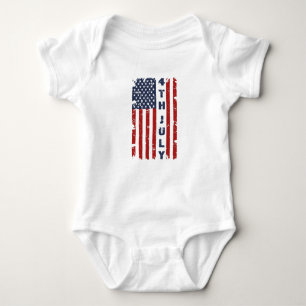 Body Para Bebê 4 de julho e Bandeira do EUA Torna