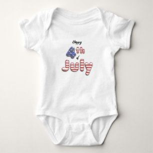 Body Para Bebê 4 de julho Foil Balloons Stars Stripes - Fita