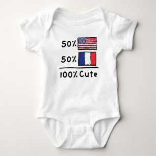 Body Para Bebê 50% americano 50% francês 100% Cute França EUA Fla