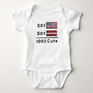 Body Para Bebê 50% americano 50% letão 100% cubano Letónia EUA 