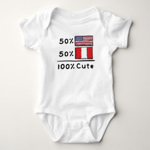 Body Para Bebê 50% americano 50% peruano 100% flags cubanos nos E