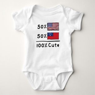 Body Para Bebê 50% americano 50% Samoan 100% Samoa Cuta EUA Flags