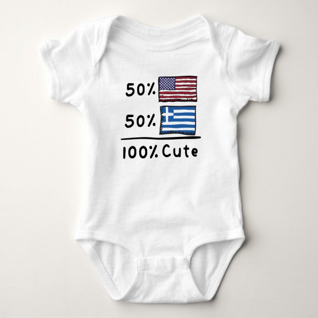 Body Para Bebê 50% americanos 50% gregos 100% Grécias Cute USA Fl (Frente)