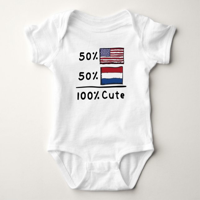 Body Para Bebê 50% americanos 50% holandeses 100% Cute Países Bai (Frente)
