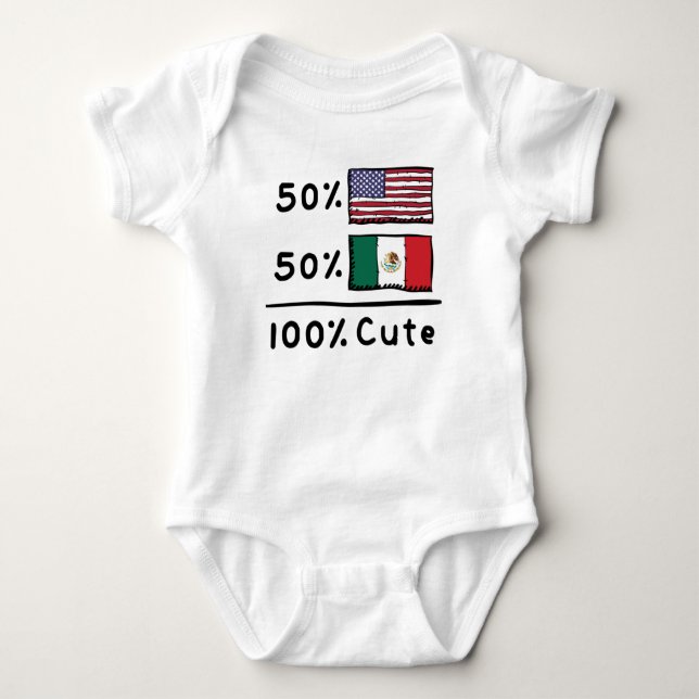 Body Para Bebê 50% dos americanos 50% mexicanos 100% Cute México  (Frente)