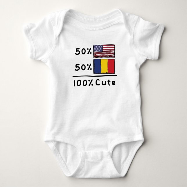 Body Para Bebê 50% dos americanos 50% romenos 100% Cute Romênia E (Frente)