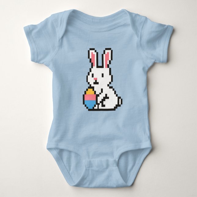 Body Para Bebê 8 bit cute Easter bunny/rabbit Baby Bodysuit (Frente)