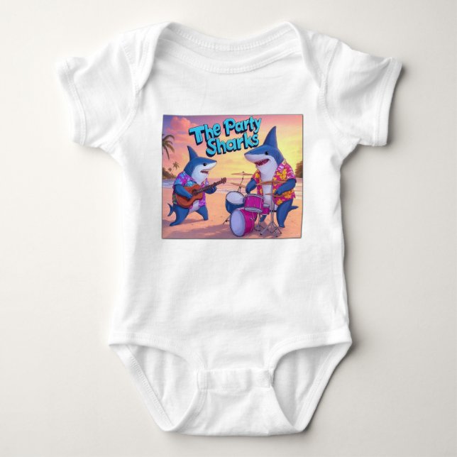Body Para Bebê A Banda de Tubarões da Parte (Frente)