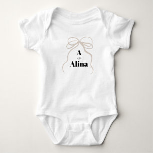 Body Para Bebê A é para Alina Nome Roupa Bebê Arco Moderno Elegan