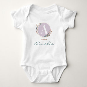 Body Para Bebê A é para Amelia (ou Nome Personalizado) Baby Girl 
