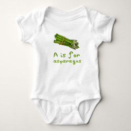 Body Para Bebê A é para ASPARAGUS Green Veggie Alphabet A