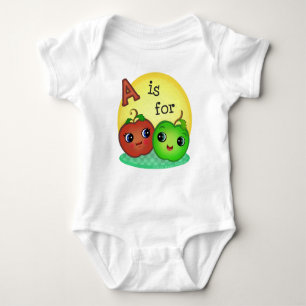 Body Para Bebê "A é para bebê das maçãs"/t-shirt/Creeper infa