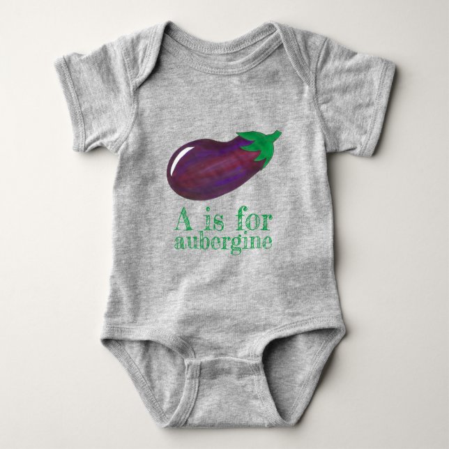 Body Para Bebê A é para EggPlant EggPlant Vegetable ABC (Frente)
