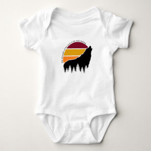 Body Para Bebê A força do pacote é o Wolf Retro Sunset