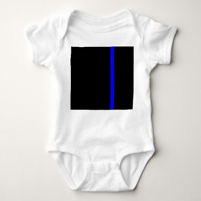 Body Para Bebê A linha azul-fina simbólica num decor preto (Frente)