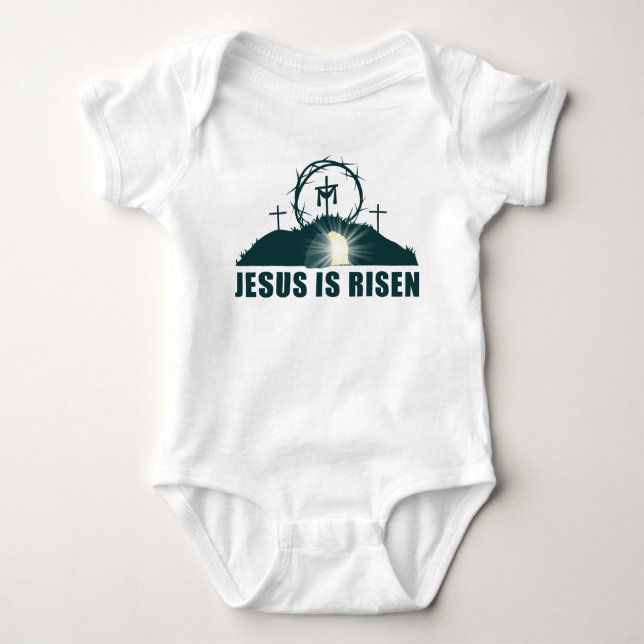 Body Para Bebê A Páscoa de Passover Cristã Jesus é Risen (Frente)