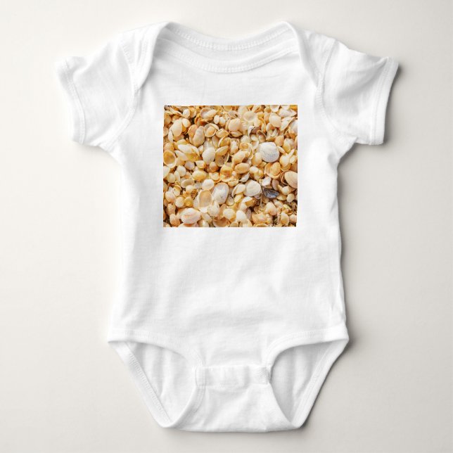 Body Para Bebê A praia de verão texturizou Seashell. (Frente)