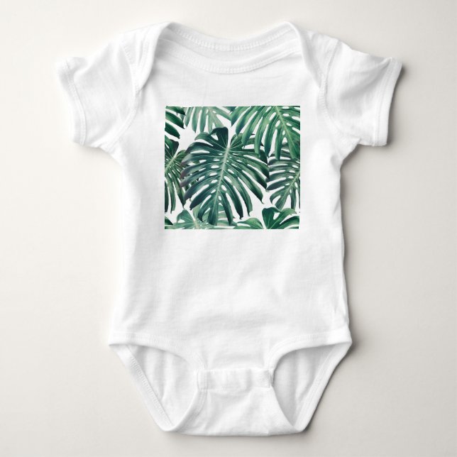 Body Para Bebê A selva tropical deixa um fundo floral (Frente)