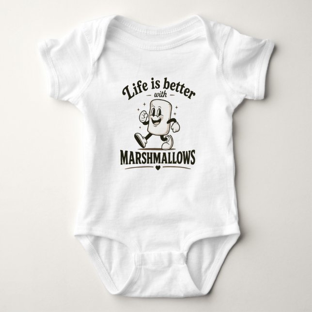 Body Para Bebê A vida é melhor com marshmallows (Frente)