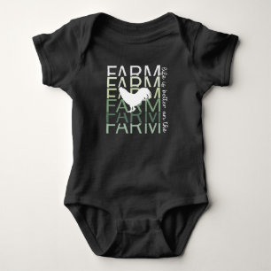 Body Para Bebê A vida é melhor na Fazenda com o galo