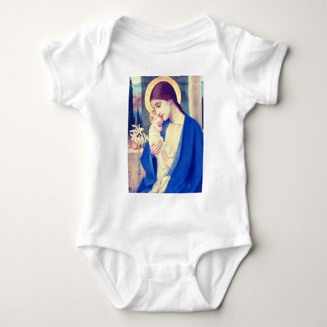 Body Para Bebê A Virgem Maria e o Menino Jesus Graça Renascentist (Frente)
