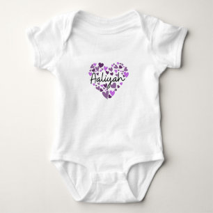 Body Para Bebê Aaliyah, corações roxos