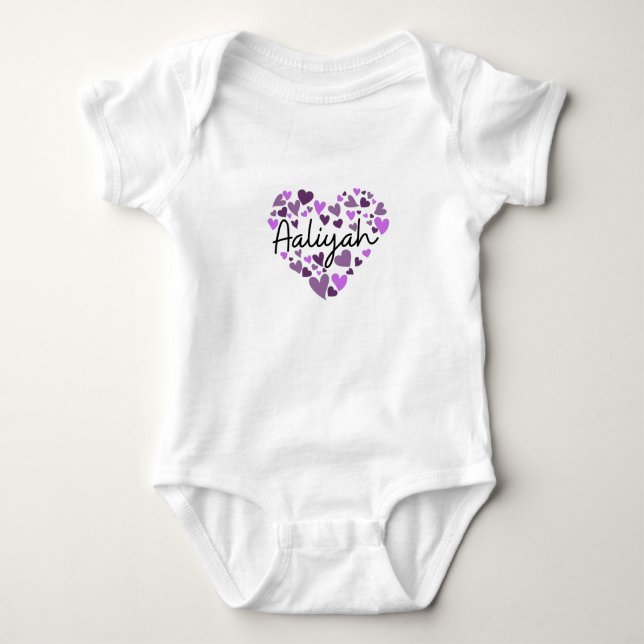 Body Para Bebê Aaliyah, corações roxos (Frente)