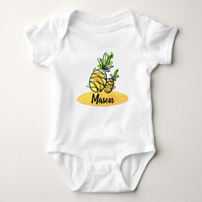 Body Para Bebê Abacaxi bonito bodysuit personalizado (Frente)