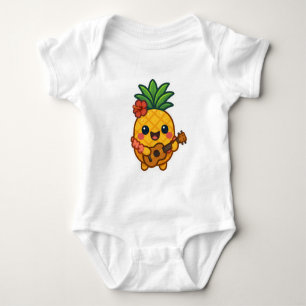 Body Para Bebê Abacaxi Kawaii sorridente - Tropical