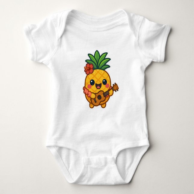 Body Para Bebê Abacaxi Kawaii sorridente - Tropical (Frente)
