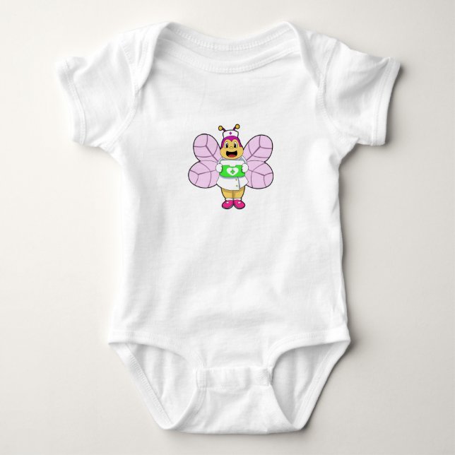 Body Para Bebê Abeelha como Enfermeira com Primeiro kit de primei (Frente)