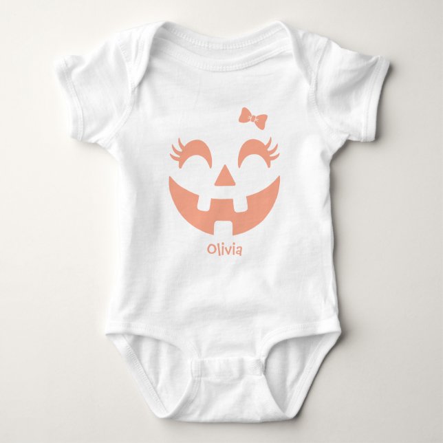 Body Para Bebê Abóbora de Halloween Personalizada Fofa (Frente)