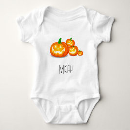 Body Para Bebê Abóbora de Monograma de Nome Jack-O-Lantern