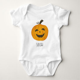 Body Para Bebê Abóbora de Monograma de Nome Jack-O-Lantern