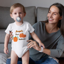 Body Para Bebê Abóbora do Primeiro Halloween Personalizado do Beb