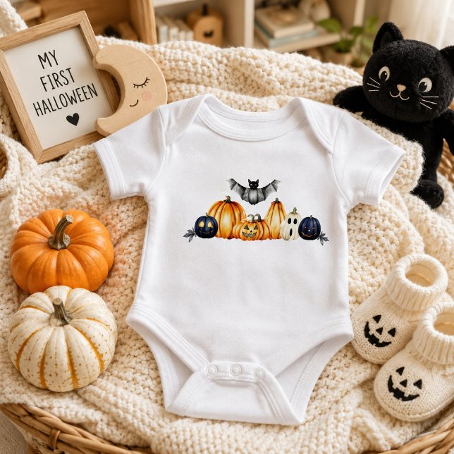 Body Para Bebê Abóboras de Halloween Fofas Fantasmas Morcegos (Criador carregado)
