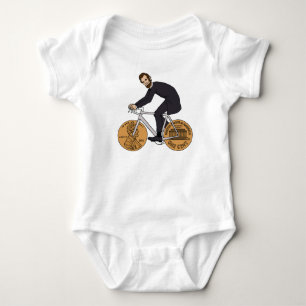 Body Para Bebê Abraham Lincoln em uma bicicleta com rodas da
