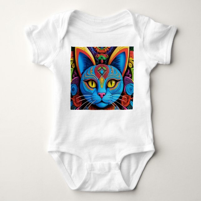 Body Para Bebê Abstract Cat With Yellow Eyes (Frente)