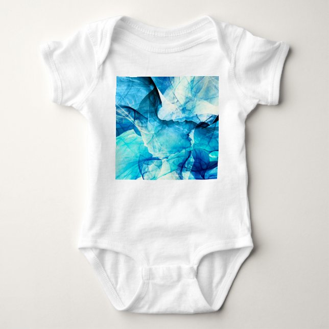 Body Para Bebê Abstrato azul: composição fractal. (Frente)
